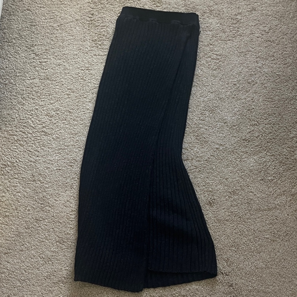 Navy blue Ribbed Knit Skirt